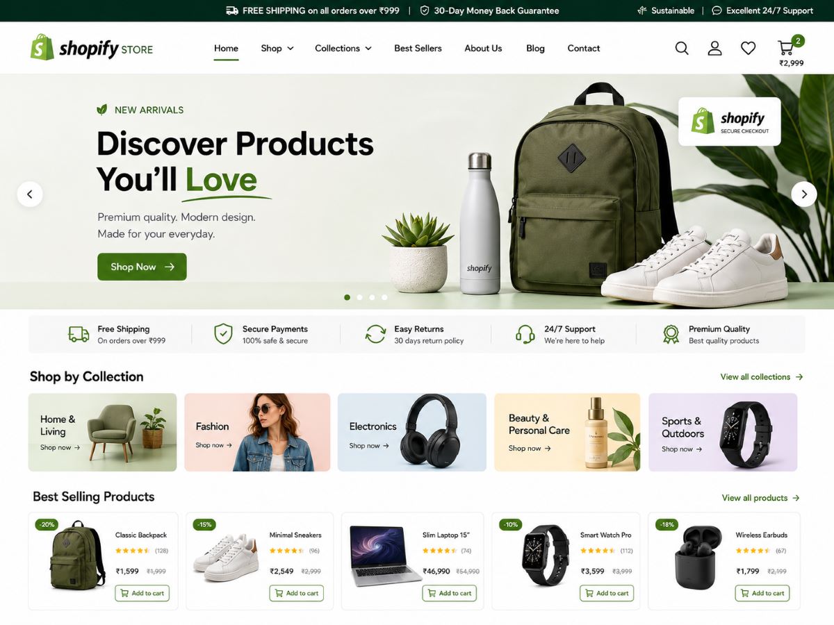 Shopify store screenshot